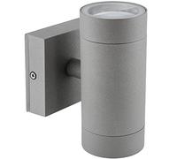 SSC-LUXon Applique murale extérieure LED grise Up Down IP54 avec 2 ampoules LED GU10 5 W blanc chaud 230 V - Applique murale d'extérieur 2 ampoules