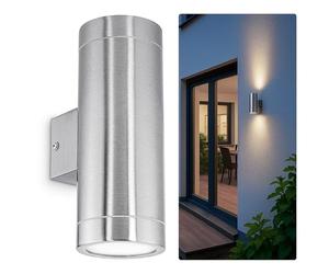 SSC-LUXon Applique murale LED TIRA Up & Down extérieur 230 V, applique murale IP44, surface en acier inoxydable avec 2 ampoules LED 5 W GU10 blanc neutre 4000 K