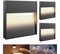SSC-LUXon Eleva Lot de 3 Luminaires Appliques Murales LED Design Anthracite - Éclairage de Marche d'Escalier pour Intérieur et Extérieur Inoxydable IP54 Blanc Chaud 4 W