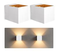 SSC-LUXon EPITA - Lot de 2 appliques murales intérieur blanc or | lampe murale design G9 | éclairage Up & Down à double faisceau | luminaire moderne pour salon, chambre, escalier, entrée