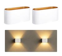 SSC-LUXon JOBERO - Lot de 2 appliques murales intérieures blanc et or | éclairage mural moderne Up & Down | luminaire rétro avec douille G9 (230 V)