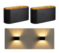 SSC-LUXon JOBERO - Lot de 2 appliques murales intérieures noir or | luminaire mural design avec faisceau LED Up & Down | lampe murale moderne G9 pour salon, chambre, escalier