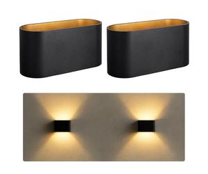 SSC-LUXon JOBERO - Lot de 2 appliques murales intérieures noir or | luminaire mural design avec faisceau LED Up & Down | lampe murale moderne G9 pour salon, chambre, escalier