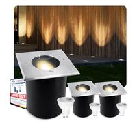 SSC-LUXon JUAVI Lot de 3 spots encastrables au sol pivotants carrés IP67 avec LED GU10 6 W blanc chaud 230 V