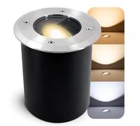 SSC-LUXon JUAVI Spot rond encastrable au sol à intensité variable, orientable et praticable pour l’extérieur IP67 Avec LED GU10 7 W blanc chaud 230 V