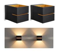 SSC-LUXon KOURA - Lot de 2 appliques murales intérieures noir or | applique LED G9 à éclairage indirect | lampe murale Up & Down pour salon, chambre, escalier, couloir
