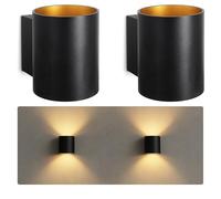 SSC-LUXon Lot de 2 appliques murales TUANI noir et or - lampe Up & Down | Crée une ambiance chaleureuse et tamisée, pose simple et finition soignée au rendu élégant et raffiné.