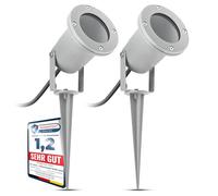 SSC-LUXon Lot de 2 spots de jardin LED avec piquet pour l'extérieur en gris - avec LED GU10 3 W blanc neutre - Lumière de pelouse orientable