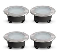 SSC-LUXon Lot de 4 spots encastrables au sol Viskos avec verre transparent et laiteux plat IP67 - Spot de sol rond GX53 (sans ampoule)