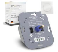 SSC-LUXon LUNORIS Variateur rotatif universel encastré 5-250 W LED halogène - Variateur à coupure de phase 230 V pour boîtier encastré 60 mm Couvercle blanc