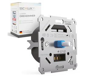 SSC-LUXon Luxara Variateur d'intensité rotatif universel encastré pour lampes LED à intensité variable 3-150 W 230 V - Boîtier encastré avec adaptateur
