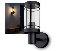 SSC-LUXon MIENTO Applique murale d'extérieur noire avec douille E27 - Lampe | Crée une ambiance chaleureuse et tamisée, pose simple et finition soignée au rendu élégant et raffiné.