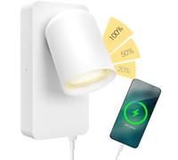 SSC-LUXon NERU Lampe de chevet design blanche - Applique murale moderne d'intérieur avec USB, interrupteur et ampoule LED GU10 à intensité variable sans variateur