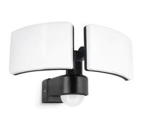 SSC-LUXon NORSU applique murale extérieure LED Up & Down double tête orientable noir | détecteur de mouvement & capteur crépusculaire | IP65 4000K 40W