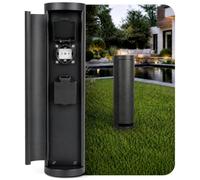 SSC-LUXon PALISO Colonne d'alimentation design avec 2 prises pour jardin et extérieur - Colonne d'énergie avec porte noire IP44 Hauteur 39,5 cm