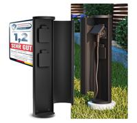 SSC-LUXon PALISO Design Colonne de prise avec 2 prises pour jardin et extérieur Colonne d'alimentation avec porte Noir IP44 Hauteur 39,5 cm