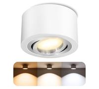 SSC-LUXon® Spot de montage plat LED à intensité variable - Avec module LED 5 W blanc chaud 230 V - Montage spot de plafond blanc rond orientable Ø 90 mm