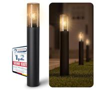 SSC-LUXon VARDA Borne lumineuse d'extérieur noire avec ampoule LED E27 filament vintage extra chaud - Lampadaire extérieur hauteur 50 cm IP44