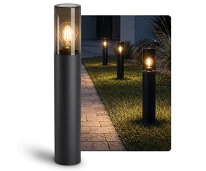 SSC-LUXon VARDA Borne lumineuse d'extérieur noire avec ampoule LED E27 filament vintage extra chaud - Lampadaire extérieur hauteur 50 cm IP44