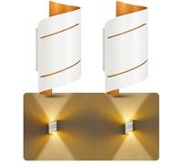 SSC-LUXon VYRA - Lot de 2 appliques murales blanc et or 18 cm - lampe | Se remplace en un geste, sans outil ni application, pour un confort lumineux immédiat et des économies d'énergie durables.