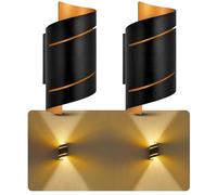 SSC-LUXon VYRA - Lot de 2 appliques murales noires et dorées | lampe murale design avec douille G9 | éclairage Up & Down à double faisceau | 2 spots muraux pour salon, couloir, escalier