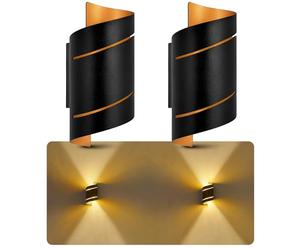 SSC-LUXon VYRA - Lot de 2 appliques murales noires et dorées | lampe murale design avec douille G9 | éclairage Up & Down à double faisceau | 2 spots muraux pour salon, couloir, escalier