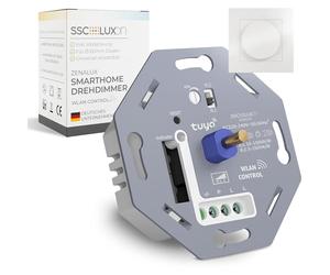 SSC-LUXon Zenalux Smart WiFi Variateur d'intensité rotatif LED avec couvercle - Variateur universel encastré compatible avec Alexa, Google Home et Tuya Smart Life