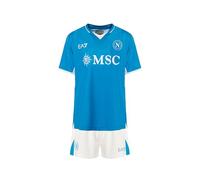 SSC NAPOLI Ensemble de Course Junior Home, EA7 Produit Officiel, Maillot et Short Réplique Football Enfants 2024/2025-8 Ans