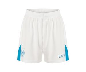 SSC NAPOLI Pantaloncino Gara Home Ea7 Short de Football, Blanc/Bleu Clair, L Corto Mixte