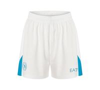 SSC NAPOLI Pantaloncino Gara Home Ea7 Short de Football, Blanc/Bleu Clair, S Corto Mixte