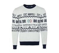 SSC NAPOLI Pull de Noël 23/24, Blanc/Bleu Marine, XS Mixte