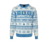 SSC Napoli Pull de Noël Blanc/Bleu Clair, Produit Officiel 2025, Noël 2025, 3XL