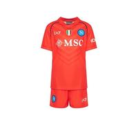 SSC NAPOLI Set de compétition Junior Gardien Away, EA7, Produit officiel, Orange, Scudetto Tricolore, uniforme enfant Transfert, 4 ans