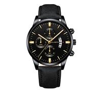 Ssc143 Montre à quartz analogique pour homme avec boîtier en acier inoxydable et cuir, a, taille unique