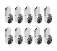 Sscon Lot de 10 supports de tige de placard ovales en alliage de zinc pour tringles de 15 x 30 mm - Argent foncé