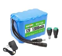 SSCYHT 12v12000mah, Kit de Batterie de Secours Rechargeable au Lithium PVC 12 V, 4 000 mAh, 7 500 mAh, 10 000 mAh, 12 000 mAh, 15 000 mAh, 18 000 mAh, 20 000 mAh