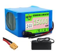 SSCYHT 24v15ah xt60, Batterie au Lithium 24V 15Ah 6S5P 25.2V 15000mAh Batterie pour Scooter 0-360W Moteur de Fauteuil Roulant avec BMS + Chargeur