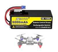 SSCYHT Batterie au Lithium 22,2 V 6S Batterie LiPo 6000 mAh Batteries Remplacement 100C Batteries Drones pour Alimentation Secours pour kit Moteur 100 W - 150 W,22.2v6000mah 100c ec8