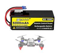 SSCYHT Batterie au Lithium 22,2 V 6S Batterie LiPo 6000 mAh Batteries Remplacement 100C Batteries Drones pour Alimentation Secours pour kit Moteur 100 W - 150 W,22.2v6000mah 100c ec5