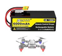 SSCYHT Batterie au Lithium 22,2 V 6S Batterie LiPo 6000 mAh Batteries Remplacement 100C Batteries Drones pour Alimentation Secours pour kit Moteur 100 W - 150 W,22.2v6000mah 100c xt90 s