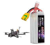 SSCYHT Batterie au Lithium 22,2 V 6S Batterie pour Drone 60C Batteries LiPo avec Carte de Protection BMS intégrée Batteries Rechargeables avec connecteurs XH-6S et XT90-S,22.2v6000mah 60c