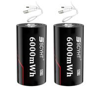 SSCYHT Batterie Li-ION 1,5 V Batterie Rechargeable 6000 mWh Batteries Lithium avec câble Type-C pour Lampe Poche, appareils ménagers de Bureau et éclairage Camping,1.5v6000mwh 2pack