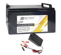 SSCYHT Batterie LiFePO4 12 V 130 Ah Batterie à décharge Profonde 12 V Batterie Lithium 130 Ah Batterie pour voiturette Golf pour Moteurs 500 W à 1500 W avec Chargeur et poignée