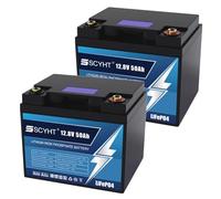 SSCYHT Batterie LiFePO4 12 V 50 Ah Batterie Lithium 12 V Batteries à décharge Profonde pour Camping-Cars, Solaire pour kit Moteur 50 W - 640 W avec écran LCD,12v50ah 2pack
