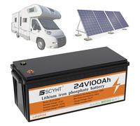 SSCYHT Batterie LiFePO4 25,6 V Batterie Lithium 24 V 100 Ah 200 Ah Batteries Rechargeables pour systèmes solaires, voiturettes Golf avec BMS pour Moteurs 250 W à 5 000 W,24v100ah 207mm
