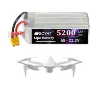 SSCYHT Batterie Lipo 22,2 V 6000 mAh 4200 mAh 5600 mAh 6500 mAh 6800 mAh 7200 mAh 5200 mAh Batterie Lithium 6S Batteries pour Drones 50 W - 160 W avec Prise en T,22.2v5200mah xt60 u