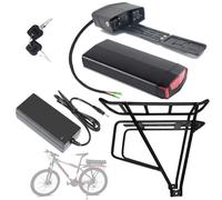 SSCYHT Batterie Lithium 48 V 10,4 Ah 13,6 Ah 13 Ah Batterie de Remplacement 48 V Batteries Porte-Bagages arrière 13 Ah Batteries Li-ION avec Chargeur et Support,48v13ah Bullet