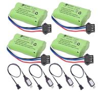SSCYHT Batterie Lithium 7,4 V 500 mAh Batteries Rechargeables 7,4 V Batterie Li-ION SM-4p Batteries Voitures radiocommandées pour Moteur 3,7 W avec câbles adaptateurs,7.4v500mah 4pack