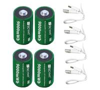 SSCYHT Pack de Batteries Lithium 1,5 V Batteries Rechargeables 9000 mWh Batteries Lithium pour éclairage Secours, Petites Voitures, Lampes Poche avec câble Type C,1.5v9000mwh 4pack