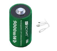 SSCYHT Pack de Batteries Lithium 1,5 V Batteries Rechargeables 9000 mWh Batteries Lithium pour éclairage Secours, Petites Voitures, Lampes Poche avec câble Type C,1.5v9000mwh 1pack